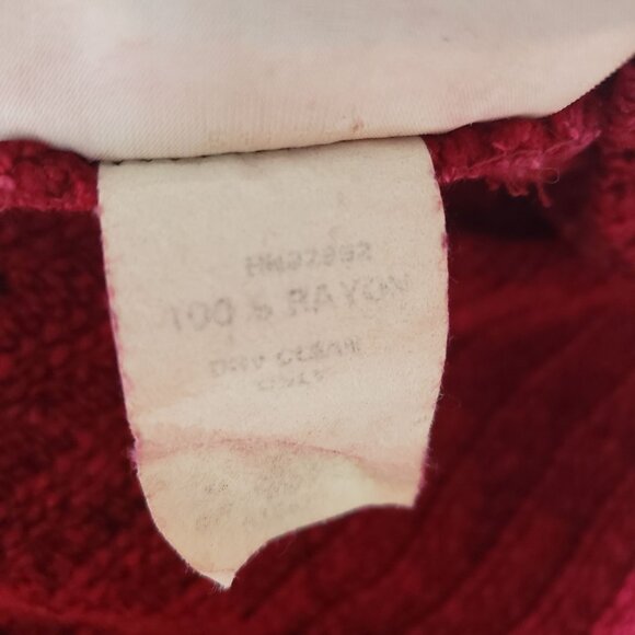 Vintage Womens Ribbed Knit Red Short Sleeve Mock Neck Retro Timeless‎ Y2K Soft - Picture 6 of 8